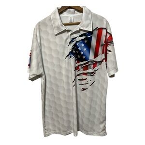 A4- Red white blue america golf designed Dri fit shirt collared x-large